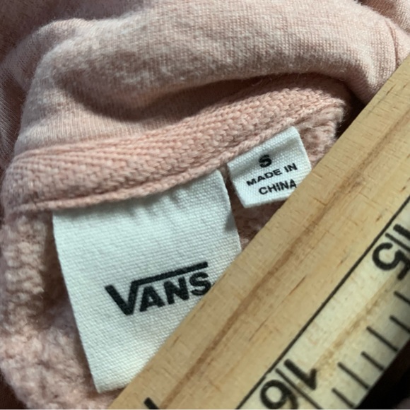Vans Boxed Check Crop Pullover Hoodie Sweater Drawstring Womens small peach - Picture 3 of 9